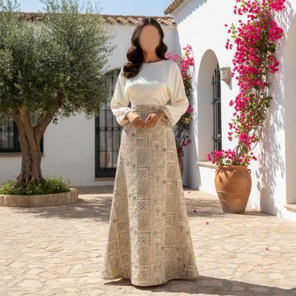 جلابية  تفته حرير +تطريز كمبيوتر