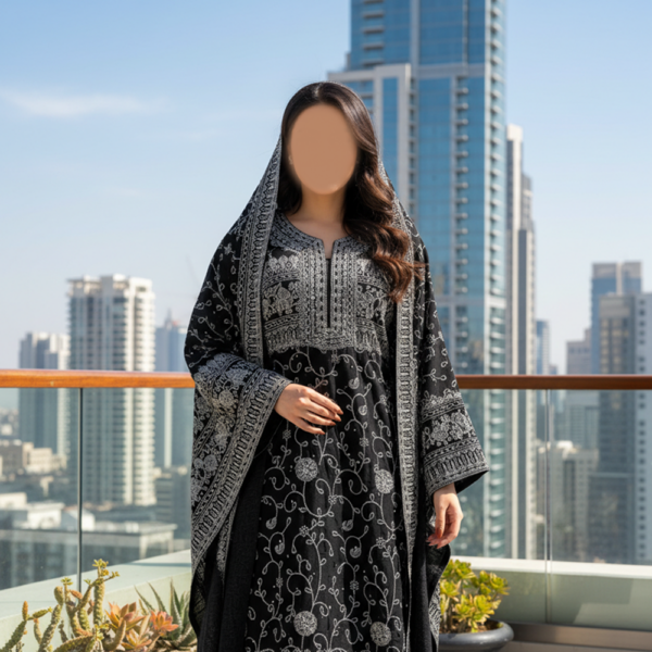 جلابية جازار مطرز وفصوص زركون