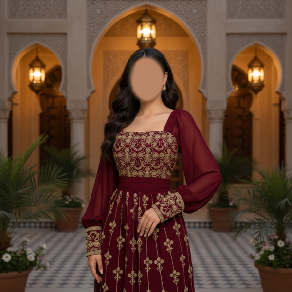 جلابية شيفون اصلي درجه اولى دبل كلوش