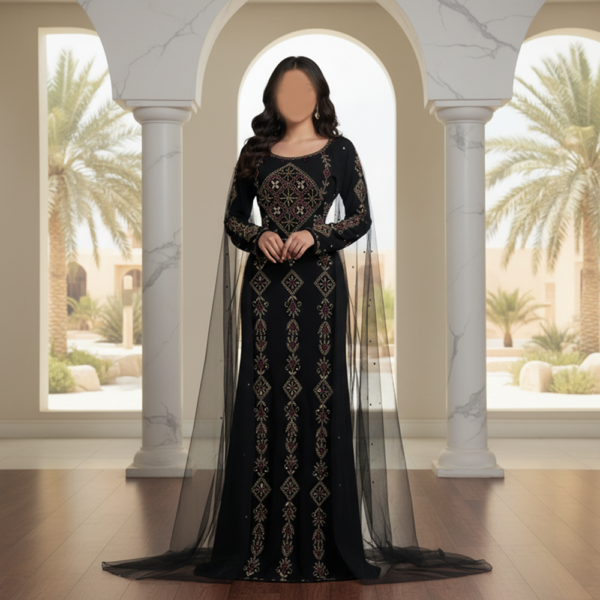 جلابية قفطان مغربي  سهرة تطريز يدوي الاصلي