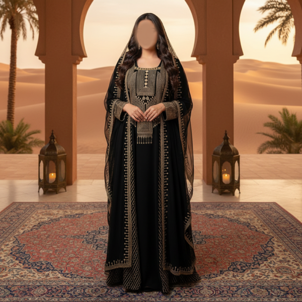 جلابية شيفون جورجيت تطريز يدوي