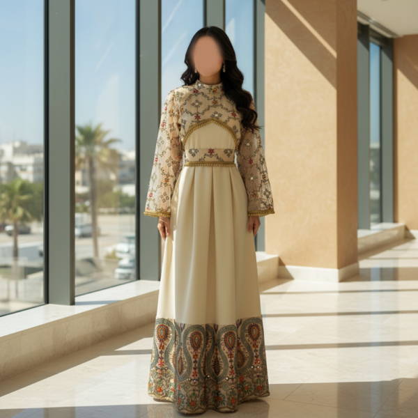 جلابيه باربي تطريزكلفه هندي